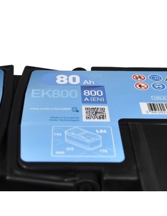 Автомобільний акумулятор EXIDE Start-Stop AGM 80Аh 800A R+ (правий +) EK800
