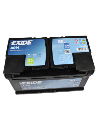 Автомобільний акумулятор EXIDE Start-Stop AGM 80Аh 800A R+ (правий +) EK800