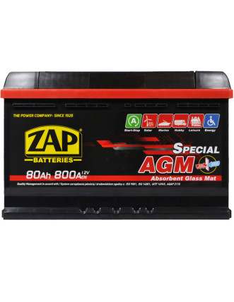 Автомобільний акумулятор ZAP AGM (L4) 80Ah 800A R+ (580 02)