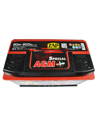 Автомобільний акумулятор ZAP AGM (L4) 80Ah 800A R+ (580 02)