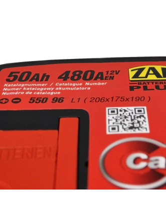 Автомобільний акумулятор ZAP Plus 50Ah 480A L+ (лівий +) L1 (550 96)