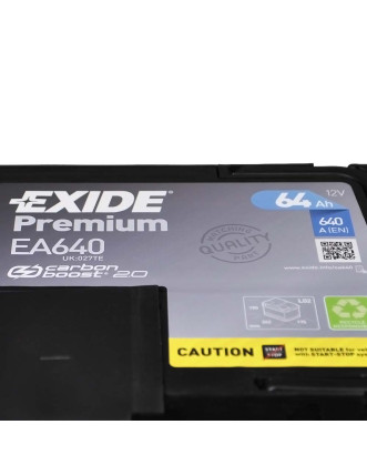 Автомобільний акумулятор EXIDE Premium 64Аh 640Ah R+ (правий +) EA640