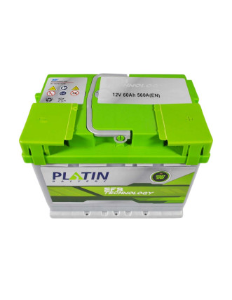 Автомобільний акумулятор PLATIN EFB 60Ah 560A R+ (правий +) MF L2