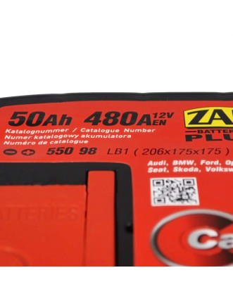 Автомобільний акумулятор ZAP Plus 50Ah 480A R+ (правий +) LB1 (550 98) h=175