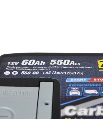 Автомобільний акумулятор ZAP Carbon EFB 60Аh 550А R+ (правий +) LB2 (560 08) h=175