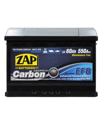 Автомобільний акумулятор ZAP Carbon EFB 60Аh 550А R+ (правий +) LB2 (560 08) h=175