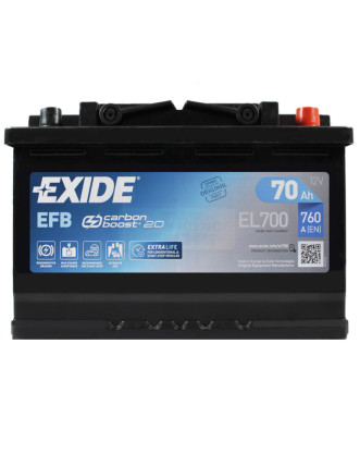 Автомобільний акумулятор EXIDE (EL700) Start-Stop EFB 70Аh 760A R+