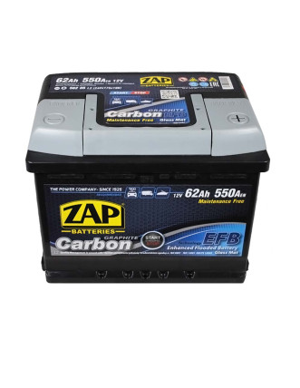 Автомобільний акумулятор ZAP Carbon EFB 62Ah 550A R+ (правий +) L2 (562 05)