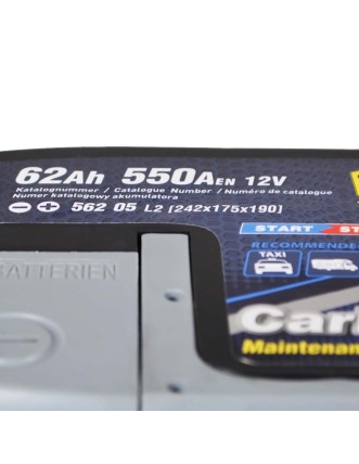 Автомобільний акумулятор ZAP Carbon EFB 62Ah 550A R+ (правий +) L2 (562 05)