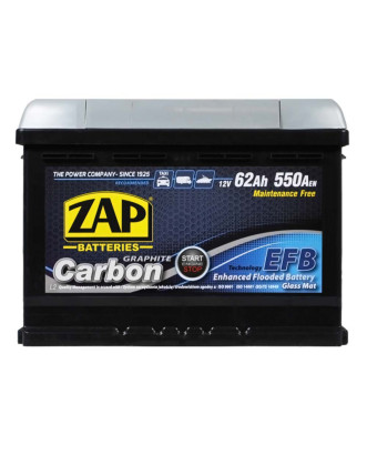 Автомобільний акумулятор ZAP Carbon EFB 62Ah 550A R+ (правий +) L2 (562 05)