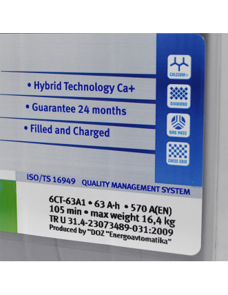 Автомобільний акумулятор ISTA Standard (L2) 63 Аh 570A R+