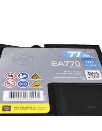 Автомобільний акумулятор EXIDE Premium 77Аh 760Ah R+ (правий +) EA770