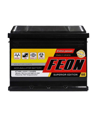 Автомобільний акумулятор FEON 60Аh 540А R+ (правий +)