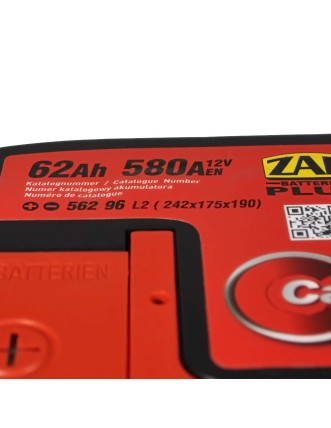 Автомобільний акумулятор ZAP Plus 62Ah 580A L+ (лівий +) 562 96