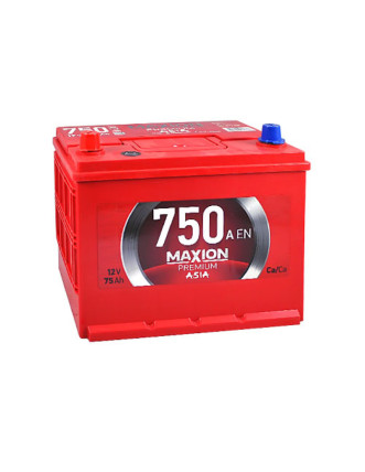 Автомобільний акумулятор MAXION Premium Asia 75Ah 750A L+ (лівий +) N50
