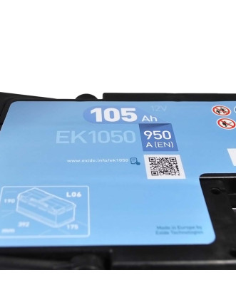 Автомобільний акумулятор EXIDE Start-Stop AGM 105Аh 950A R+ (правий +) EK1050