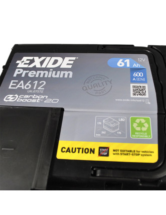 Автомобільний акумулятор EXIDE Premium (EA612) 61Аh 600Ah R+ h=175