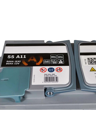 Автомобільний акумулятор BOSCH AGM 80Ah 800A R+ (правий +) S5A 110