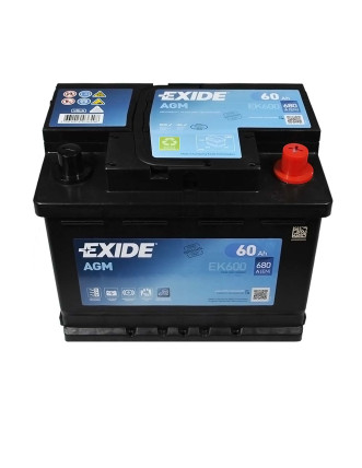 Автомобільний акумулятор EXIDE Start-Stop AGM 60Аh 680A R+ (правий +) EK600