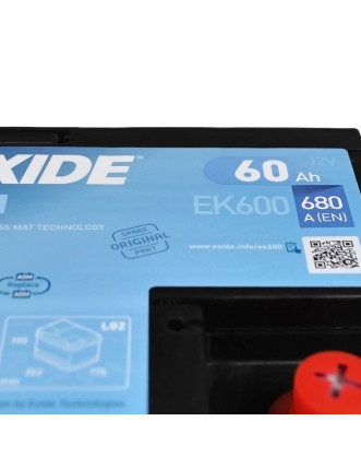 Автомобільний акумулятор EXIDE Start-Stop AGM 60Аh 680A R+ (правий +) EK600