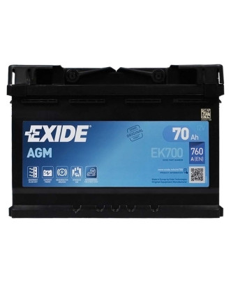 Автомобільний акумулятор EXIDE Start-Stop AGM 70Аh 760A R+ (правий +) EK700