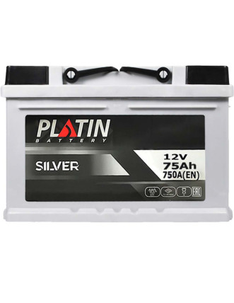 Автомобільний акумулятор PLATIN Silver 75Ah 750A R+ (правий +) MF LB3