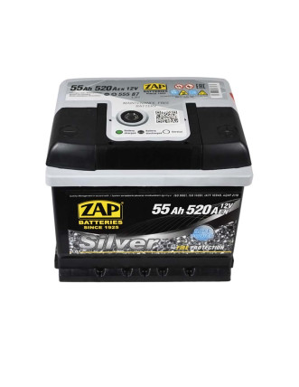 Автомобільний акумулятор ZAP Silver 55Ah 520A R+ (правий +) LB1 (555 87) h=175