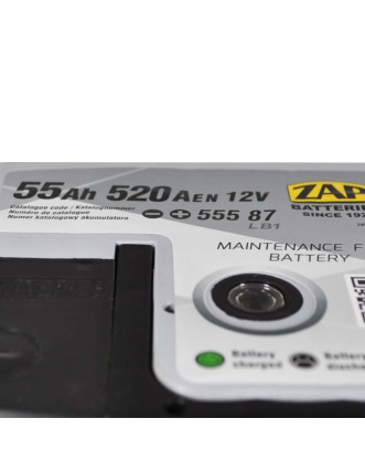 Автомобільний акумулятор ZAP Silver 55Ah 520A R+ (правий +) LB1 (555 87) h=175