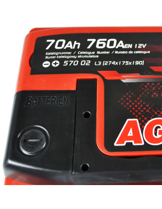 Автомобільний акумулятор ZAP AGM (L3) 70Ah 760A R+ (570 02)