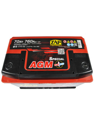 Автомобільний акумулятор ZAP AGM (L3) 70Ah 760A R+ (570 02)