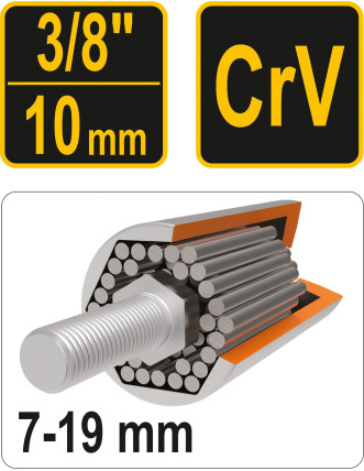 Головка торцева універсальна VOREL 3/8" M7-19 х 53 мм