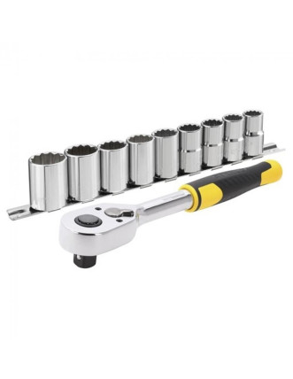 Тріщатка з головками STANLEY : квадрвт 1/2 ", 72 Зубці. крок 5* + 9 торц. гол. [10 од.]