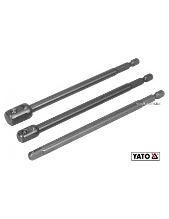 Тримачі-адаптери торцевих головок YATO 1/4" 3/8" 1/2" 150 мм HEX-1/4" 3 шт