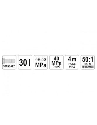 Мастильний апарат пневматичний YATO 30 л 0.8 MПа 4 м