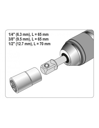 Тримачі-адаптери торцевих головок 1/4" YATO 1/4" 3/8" 1/2" 3 шт