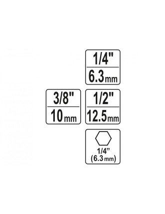 Тримачі-адаптери торцевих головок 1/4" YATO 1/4" 3/8" 1/2" 3 шт