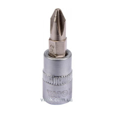 Головка торцева з насадкою викрутковою PHILLIPS YATO 1/4" PH2 x 37 мм