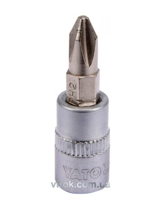 Головка торцева з насадкою викрутковою PHILLIPS YATO 1/4" PH2 x 37 мм