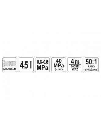 Мастильний апарат пневматичний YATO 45 л 0.8 МПа 4 м