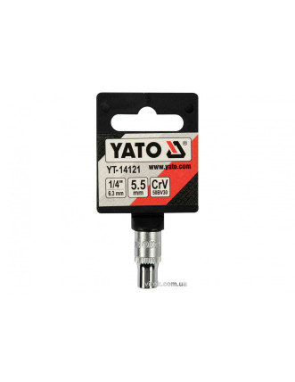 Головка торцева шестигранна YATO 1/4" М5.5 CrV [Блістер]