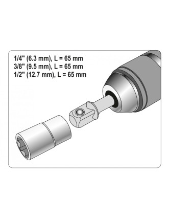 Тримачі-адаптери торцевих головок SDS+ YATO 1/4" 3/8" 1/2" 3 шт