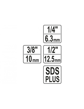 Тримачі-адаптери торцевих головок SDS+ YATO 1/4" 3/8" 1/2" 3 шт