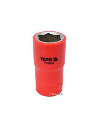 Головка торцева шестигранна діелектрична YATO 1/2" М18 х 55/38 мм VDE до 1000 В