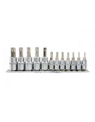 Набір головок торцевих з насадками TORX Security YATO 1/4" і 3/8" Т8-Т55 12 шт