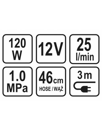 Компресор автомобільний STHOR 12 В 120 Вт 25 л/хв 1 МПа + шланг 46 см + насадки