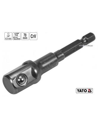 Тримач-адаптер торцевих головок YATO 1/2" 70 мм HEX- 1/4"