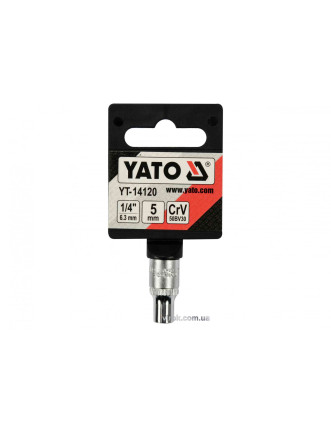 Головка торцева шестигранна YATO 1/4" М5 CrV [Блістер]