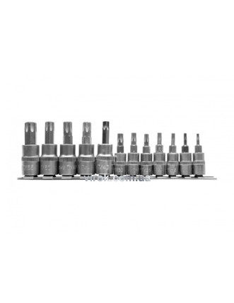 Набір головок торцевих з насадками TORX YATO 1/4" і 3/8" Т8-Т55 12 шт