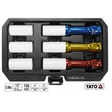 Головки торцеві ударні для алюмінієвих дисків YATO 1/2" 17/19/21 мм 150 мм 6 шт