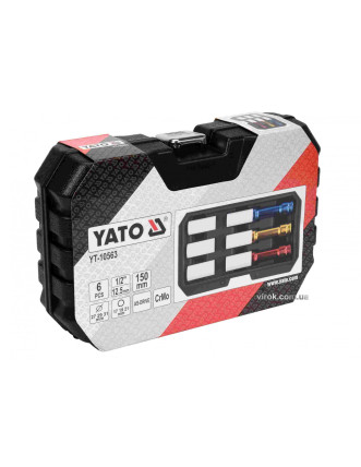 Головки торцеві ударні для алюмінієвих дисків YATO 1/2" 17/19/21 мм 150 мм 6 шт